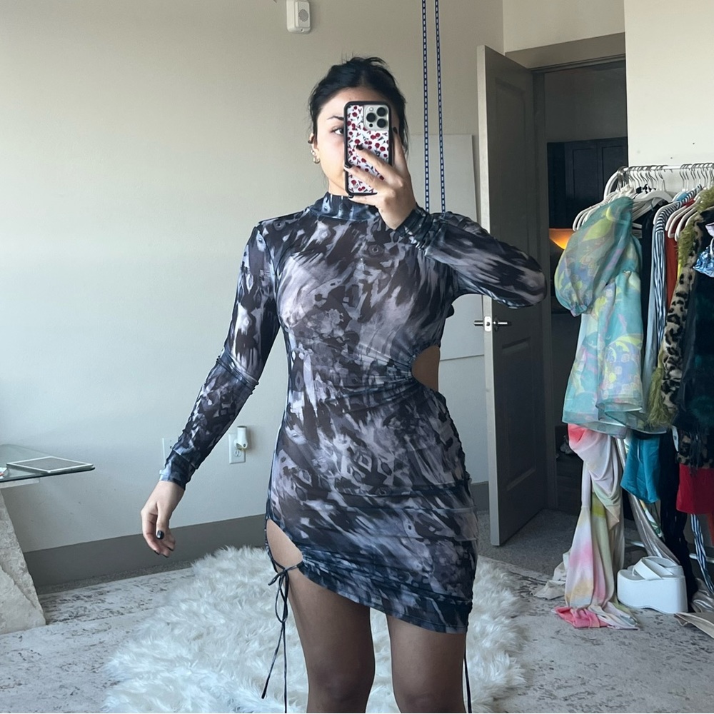 Sheer cut out mesh dress